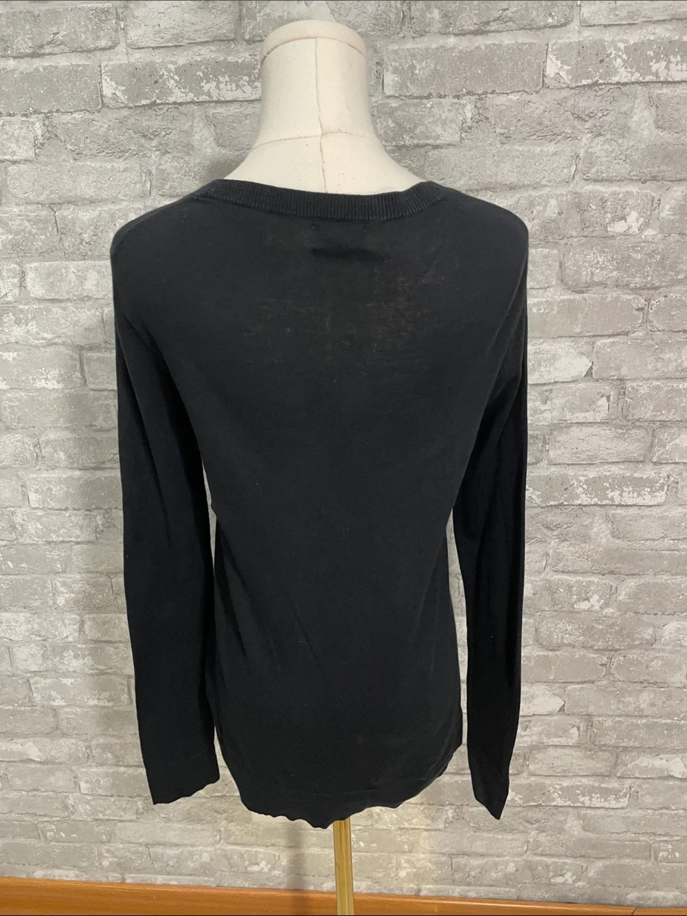 J. Crew 100% Cotton Crewneck Teddie Sweater in Black